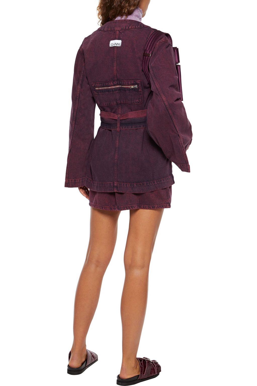 GANNI Belted acid-wash denim kimono