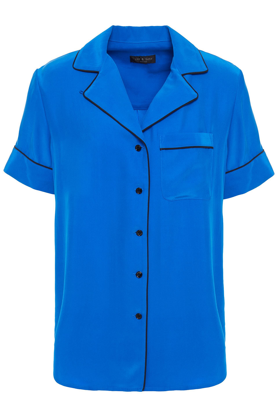 Rag & Bone Woman Silk Shirt Royal Blue Size XXS