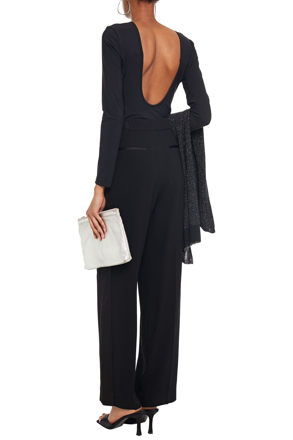 RAG & BONE Satin-trimmed crepe wide-leg pants