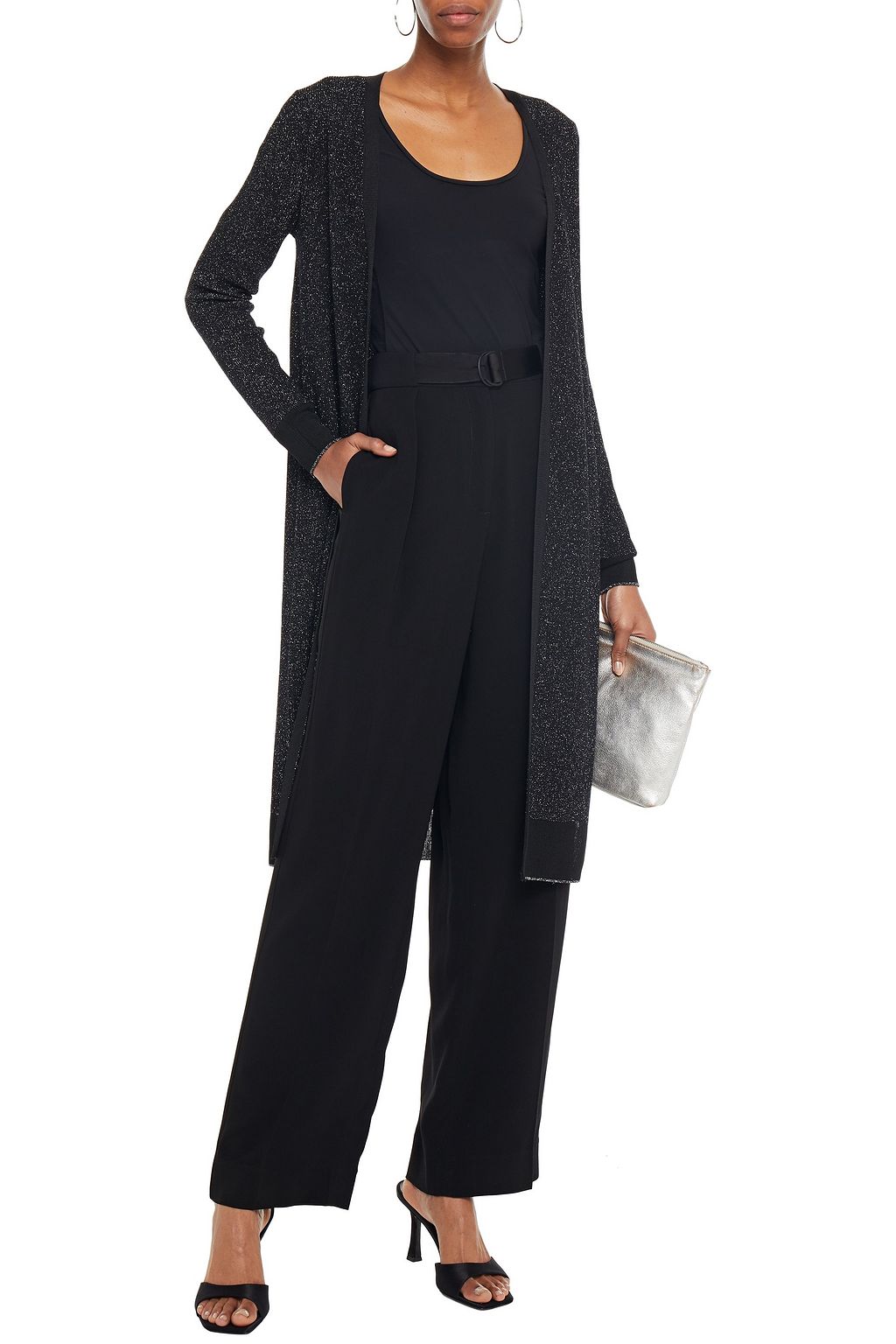 RAG & BONE Satin-trimmed crepe wide-leg pants