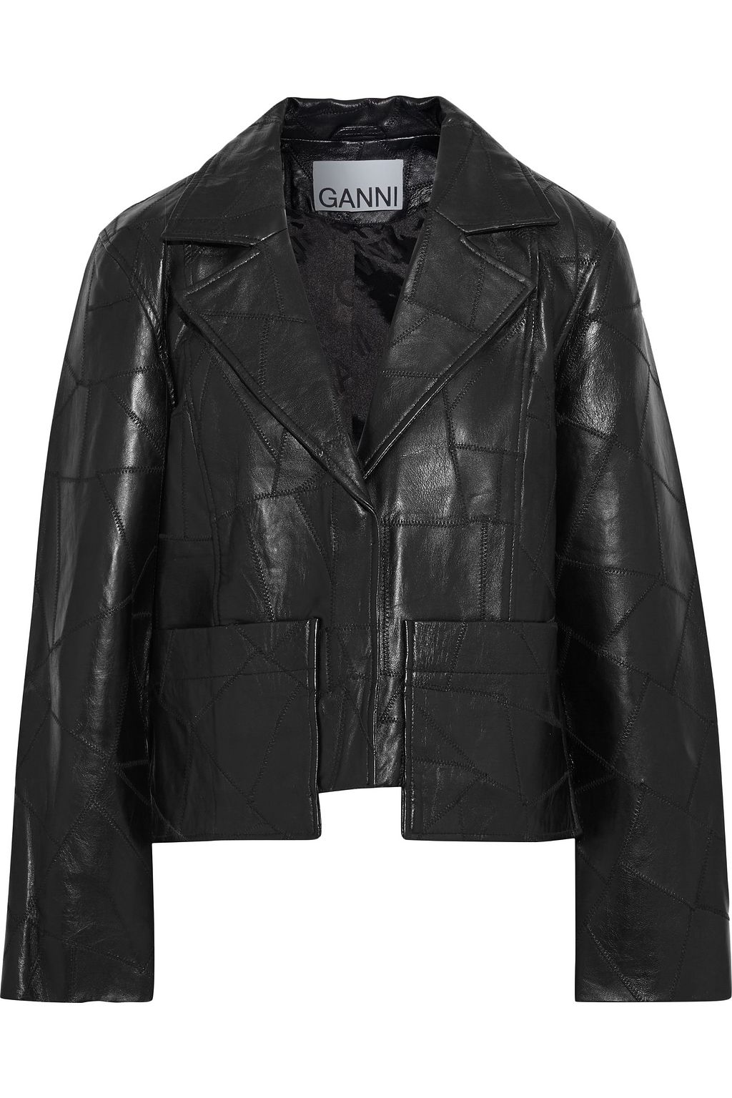 patchwork leather coat