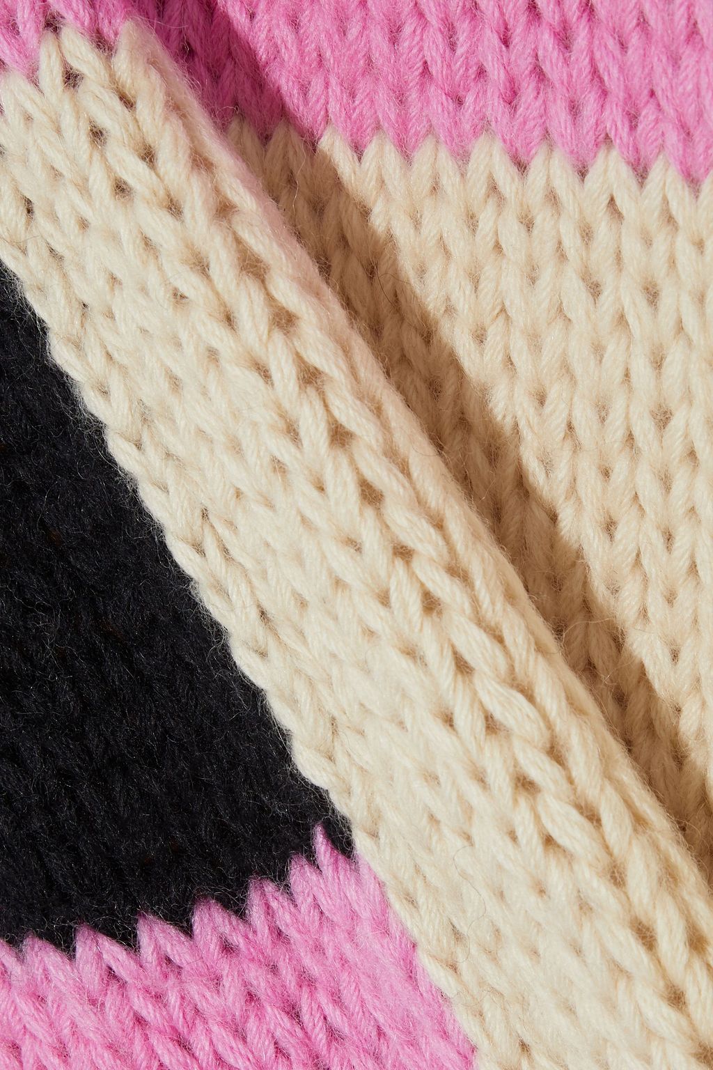 GANNI Color-block merino wool and alpaca-bend sweater