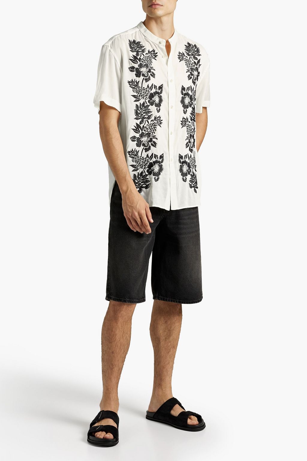 SAINT LAURENT Embroidered cupro shirt