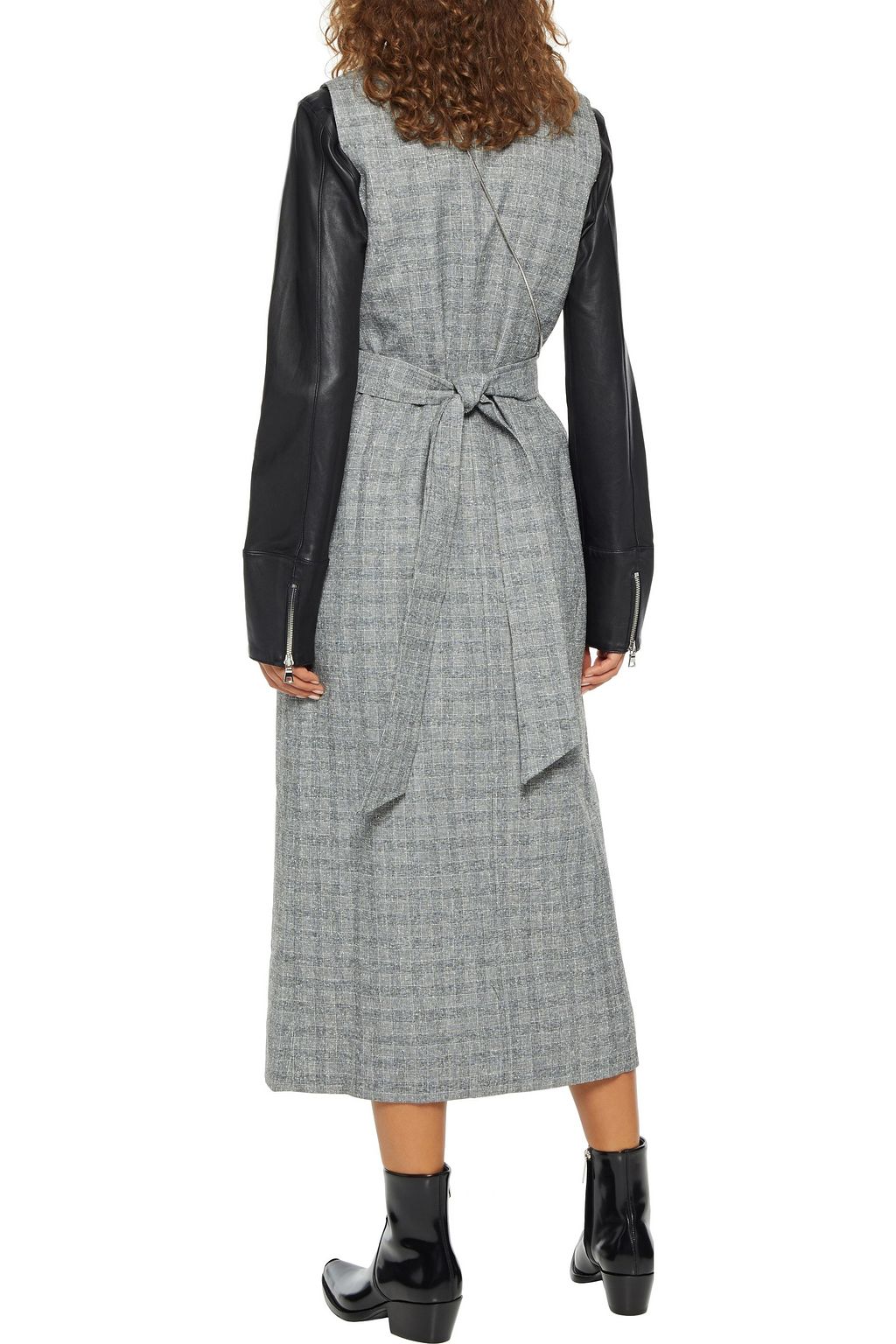 GANNI Prince of Wales checked tweed midi wrap dress