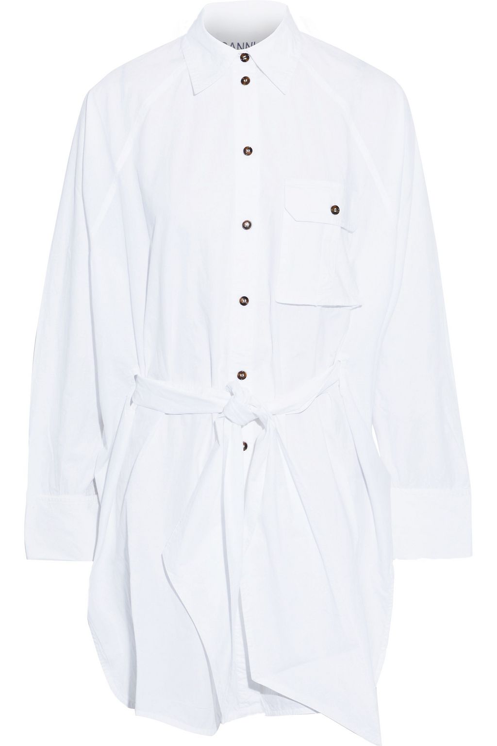 ganni olayan poplin wrap top