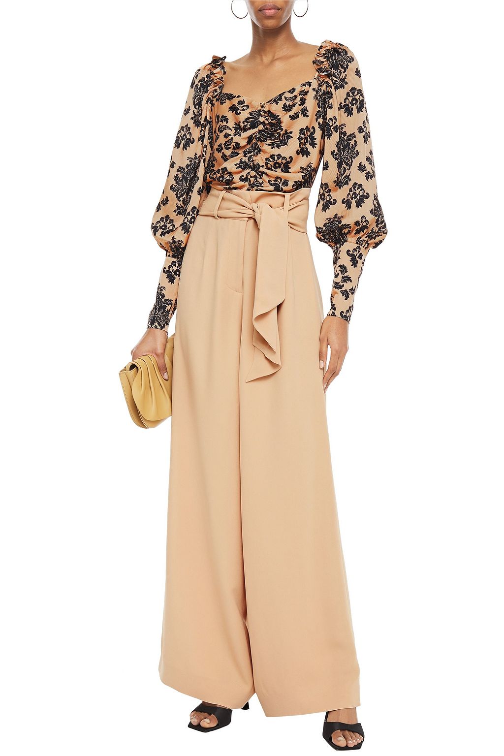 MOTHER OF PEARL Iona belted crepe wide-leg pants