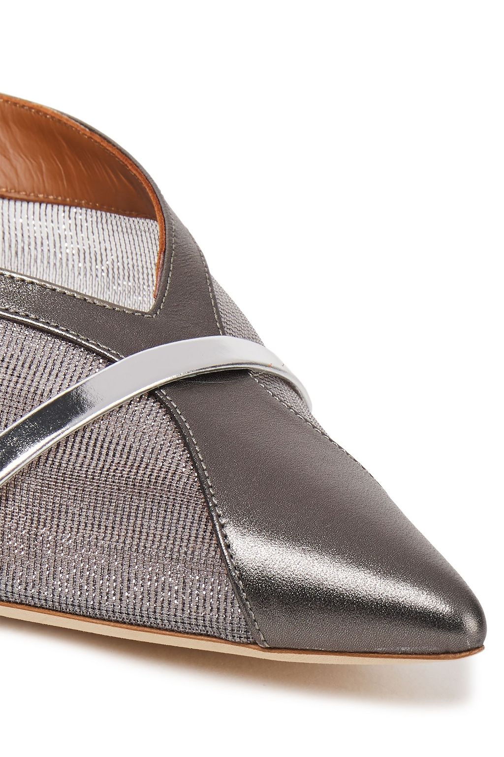 MALONE SOULIERS Bobbi 85 mesh and metallic leather mules