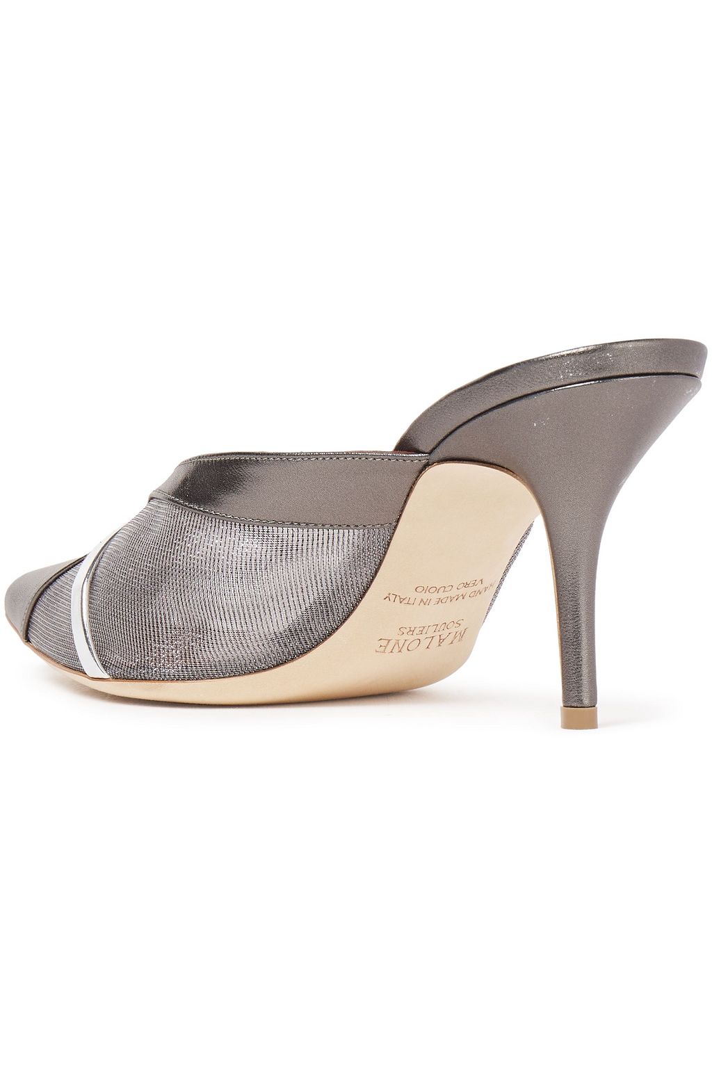MALONE SOULIERS Bobbi 85 mesh and metallic leather mules