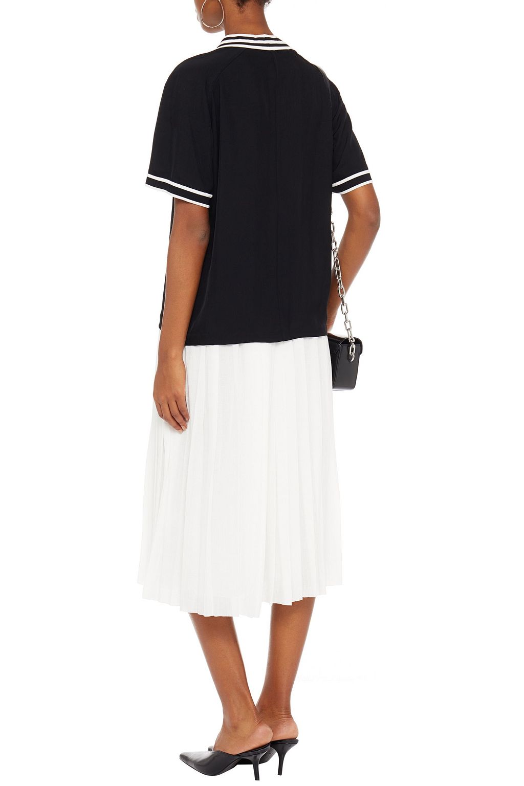 RAG & BONE Pleated poplin midi skirt