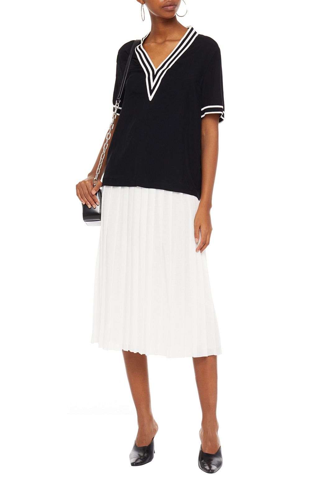RAG & BONE Pleated poplin midi skirt