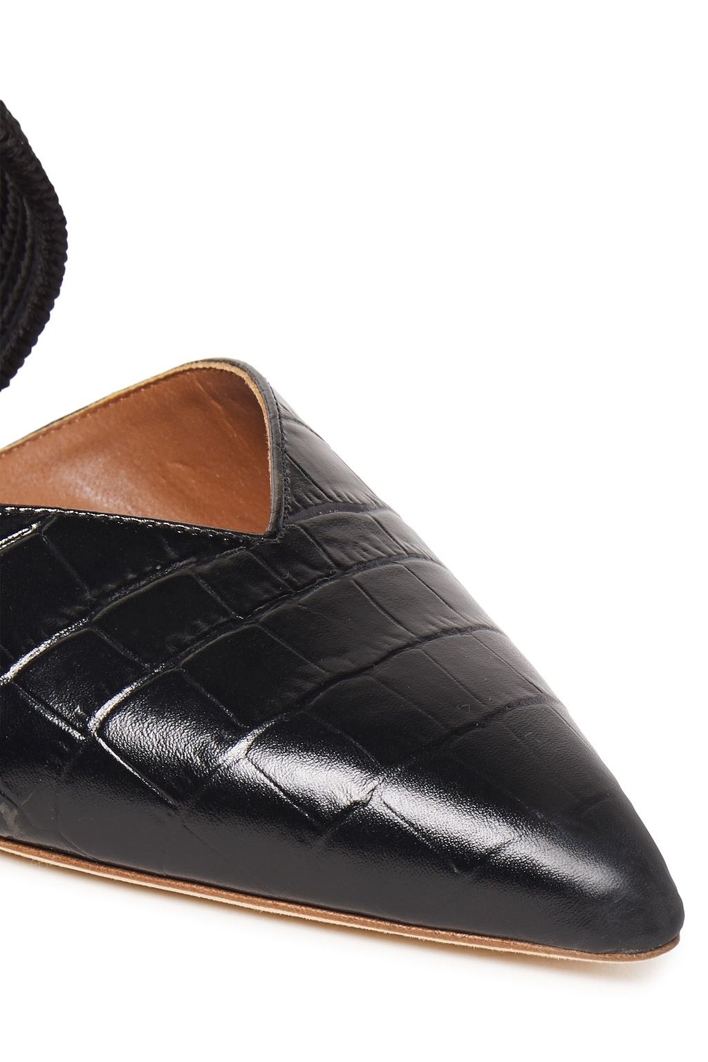 MALONE SOULIERS Maisie braided cord and croc-effect leather mules