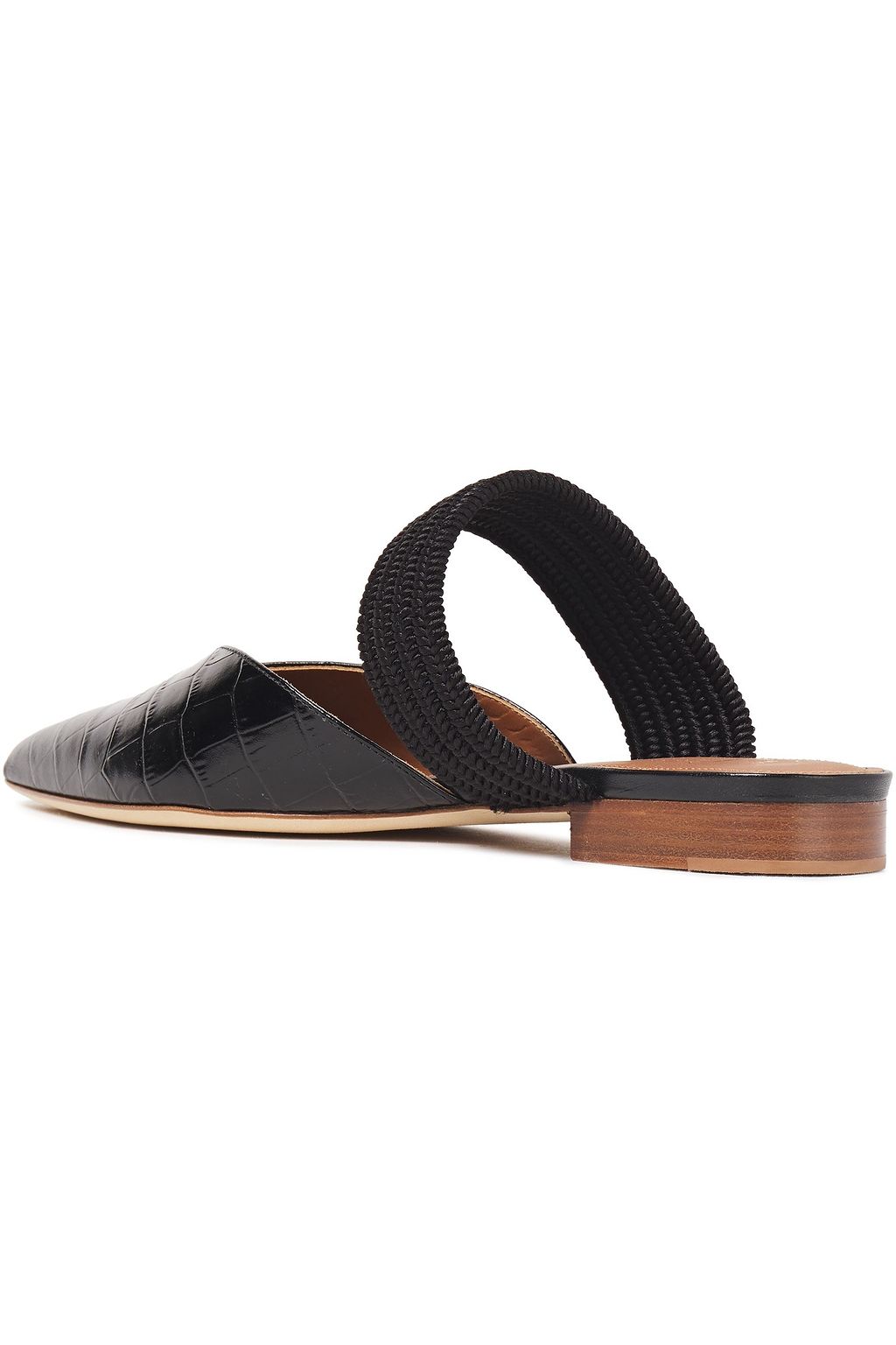 MALONE SOULIERS Maisie braided cord and croc-effect leather mules