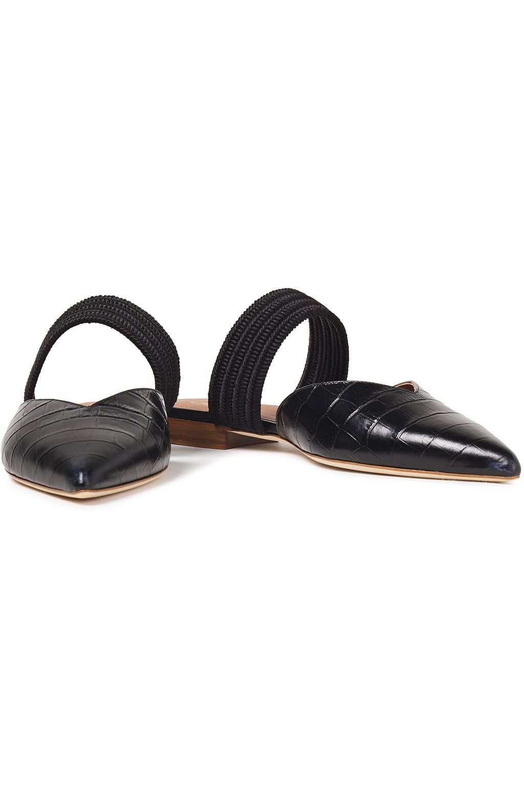 MALONE SOULIERS Maisie braided cord and croc-effect leather mules