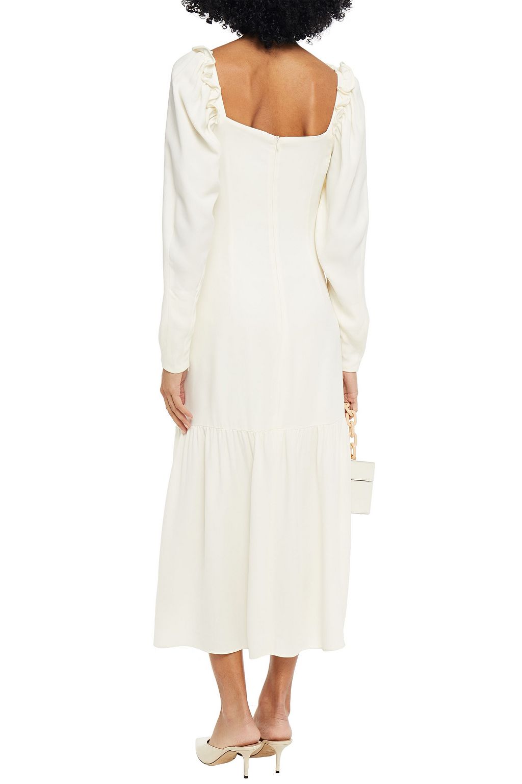 MOTHER OF PEARL Pippa button-embellished ruched crepe midi dress