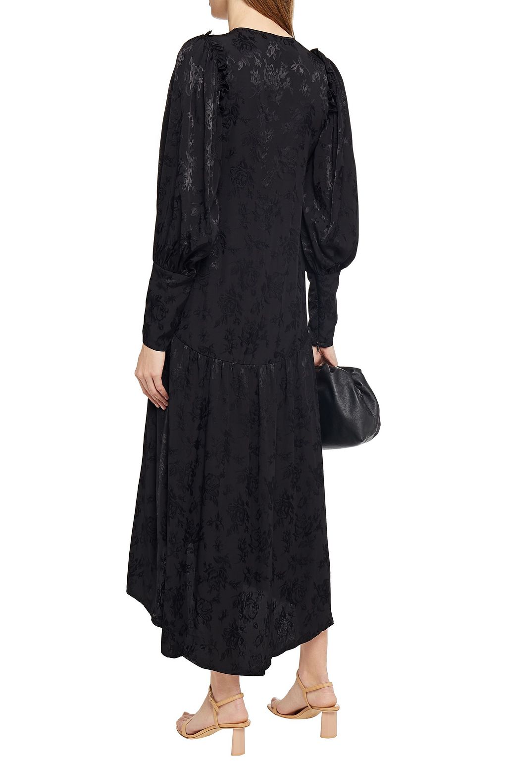 MOTHER OF PEARL Ruffled satin-jacquard midi dress