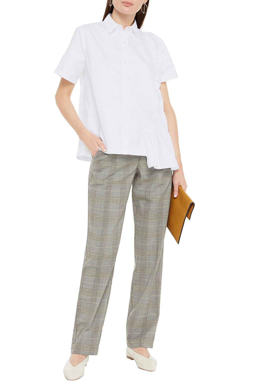 CLU Gathered cotton-poplin shirt