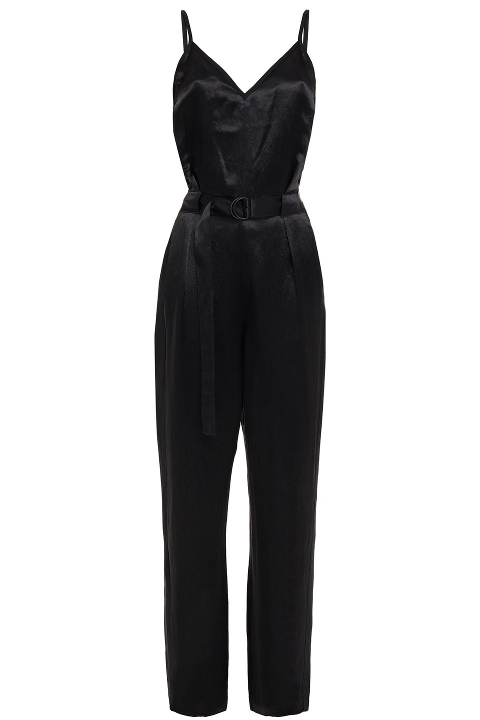 Rag & Bone Woman Rochelle Belted Crinkled Satin-crepe Jumpsuit Black Size 8