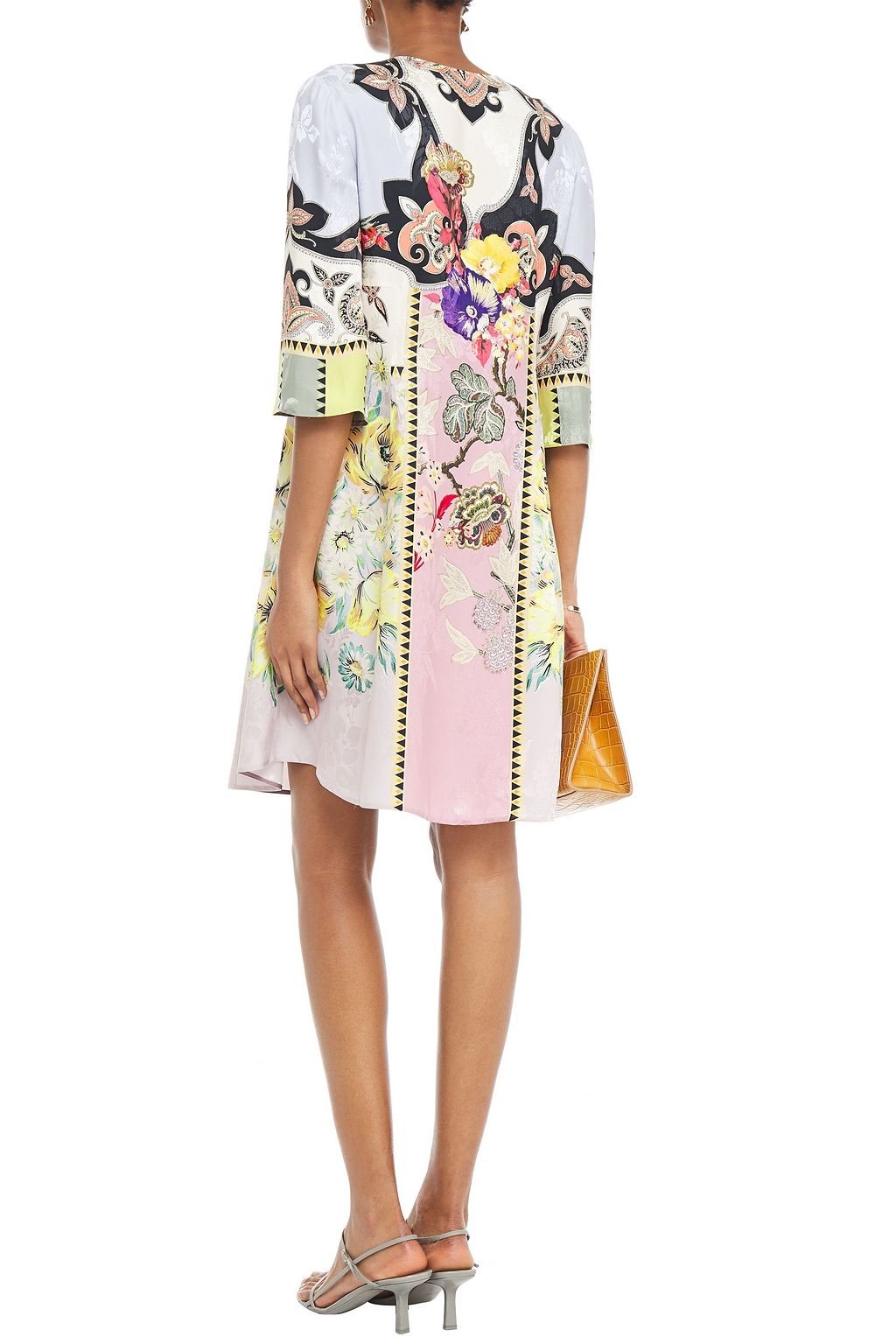 ETRO Patchwork-effect printed floral-jacquard mini dress