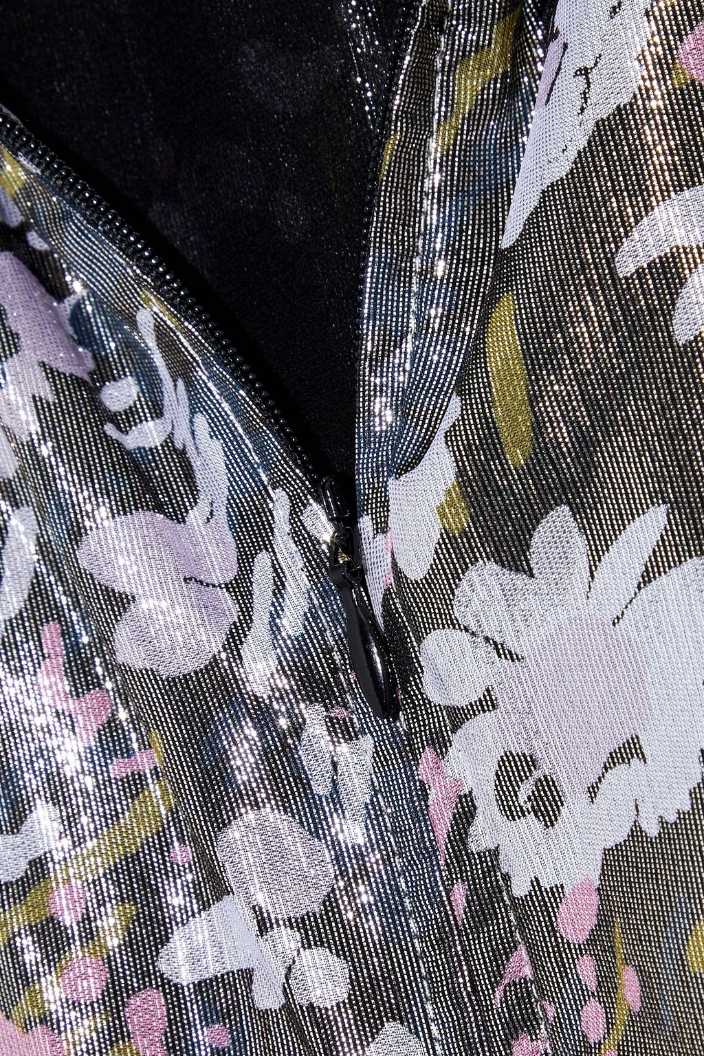 GANNI Floral-print silk-blend lamé top