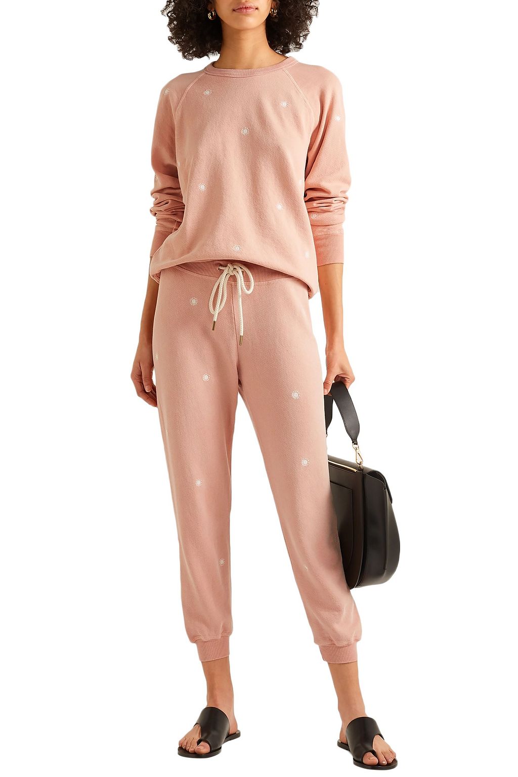 THE GREAT. Embroidered cotton-jersey track pants