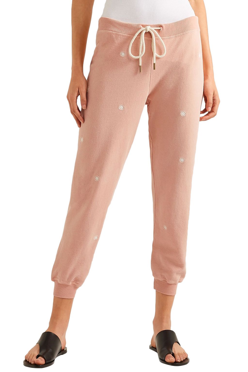 THE GREAT. Embroidered cotton-jersey track pants