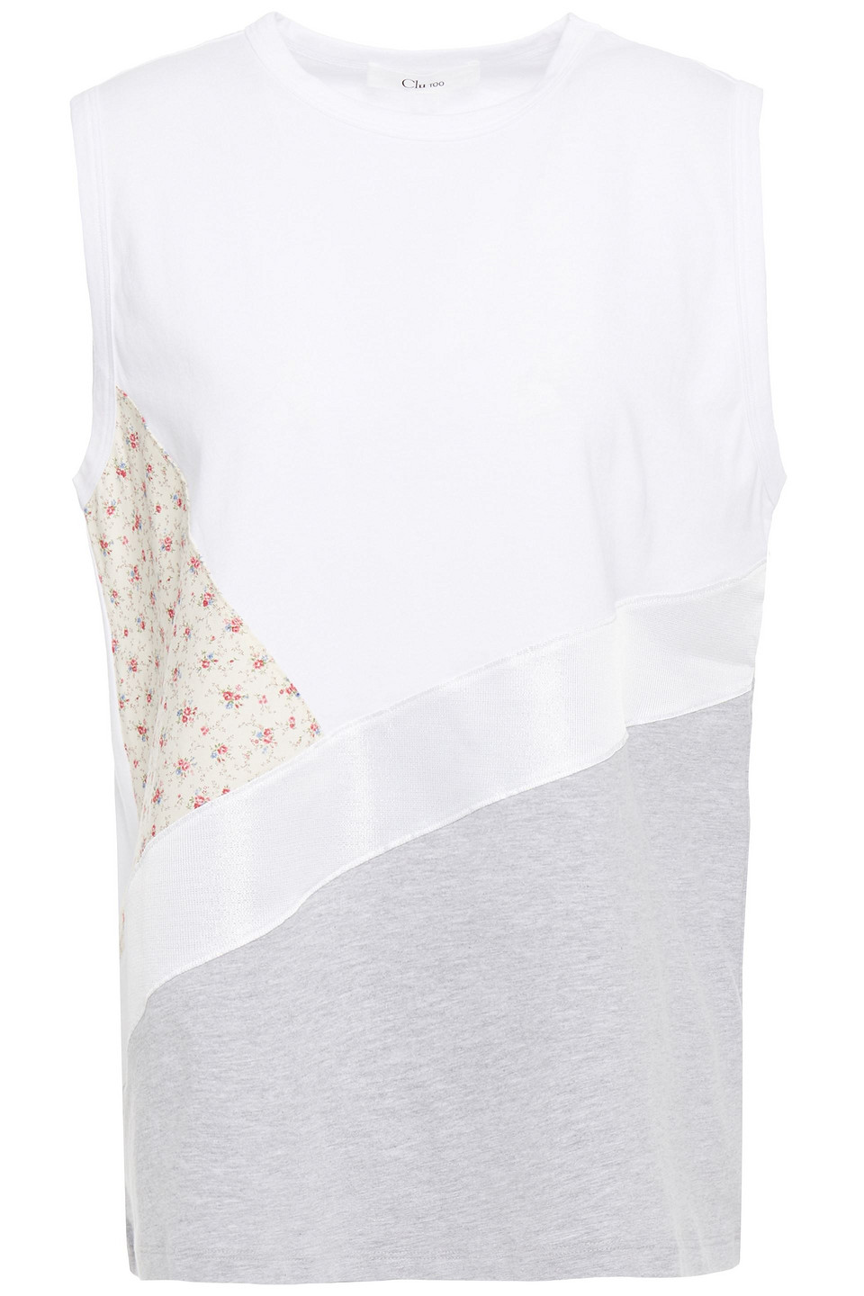 Clu Woman Patchwork-effect Printed Woven And Cotton-jersey Top White Size XS