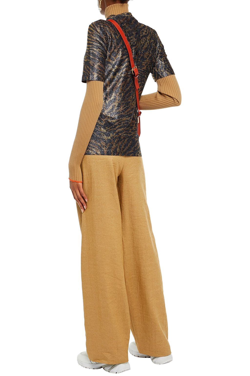 GANNI Metallic tiger-print jersey T-shirt