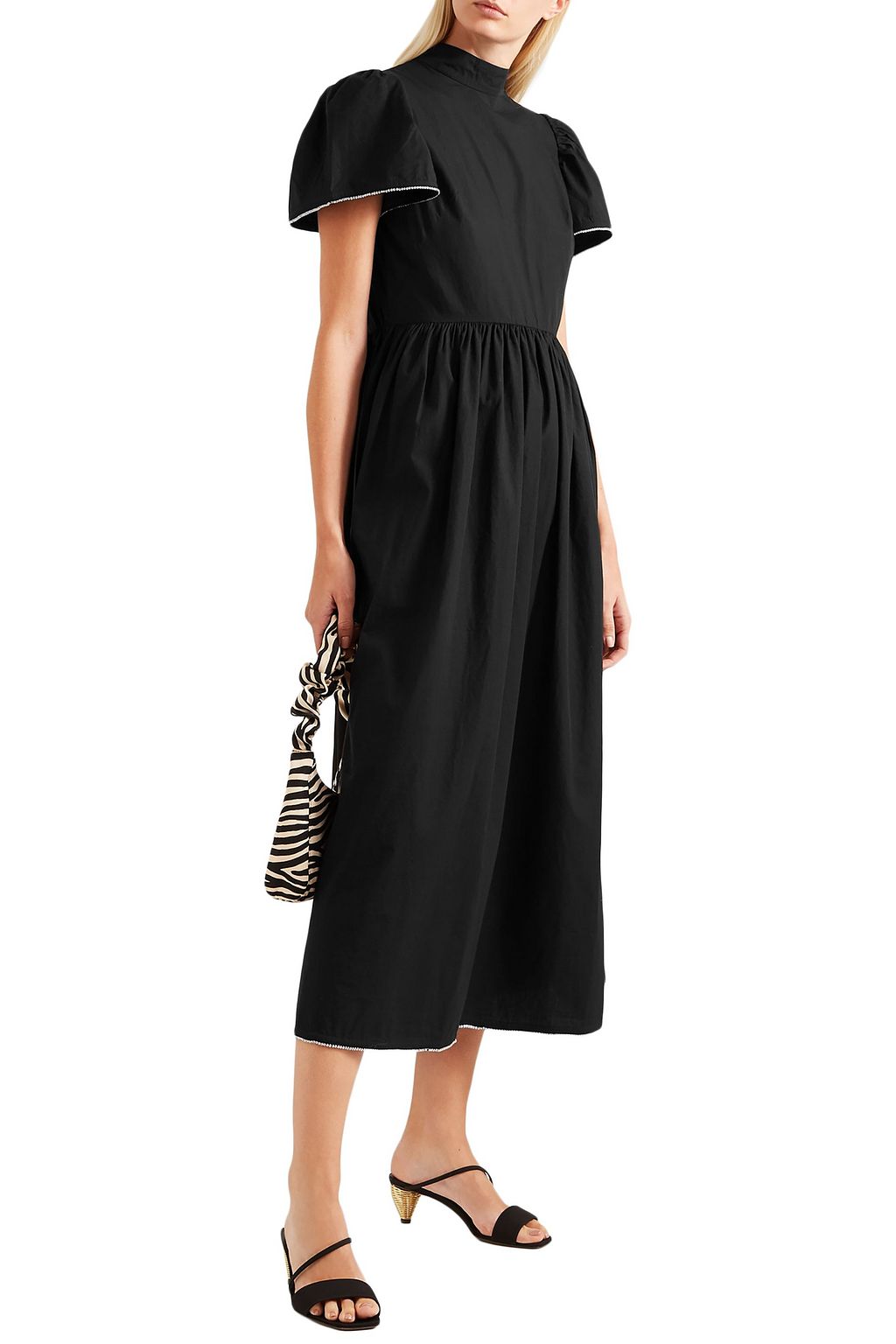 RHODE Heidi crystal-embellished cotton-poplin midi dress