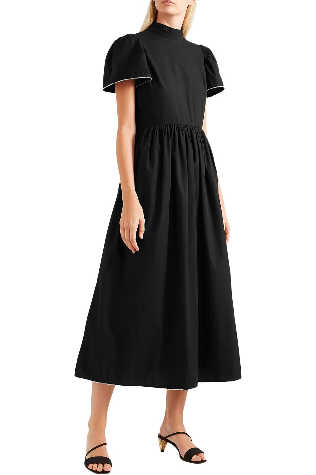 RHODE Heidi crystal-embellished cotton-poplin midi dress