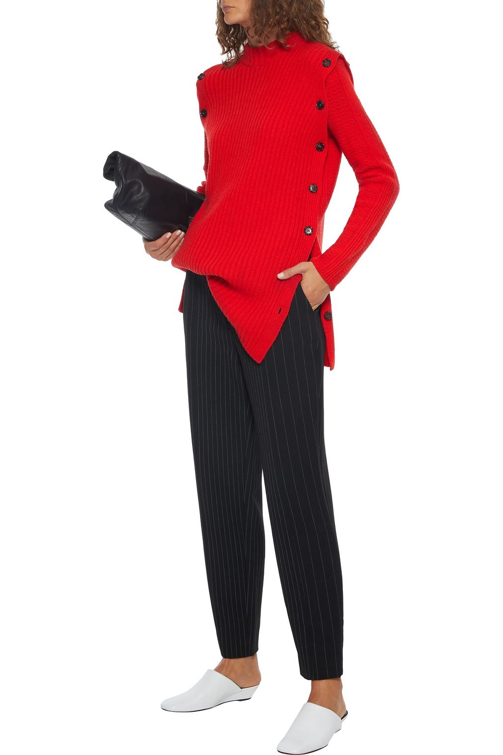 MARNI Convertible button-detailed ribbed wool tunic