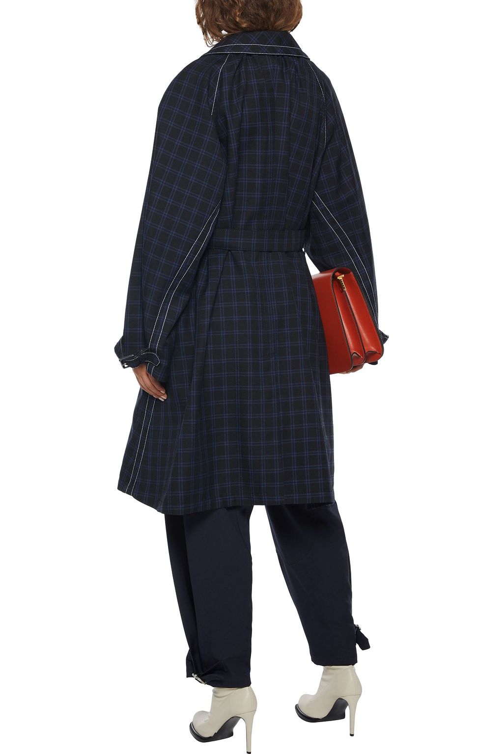 MARNI Belted checked wool-gabardine coat