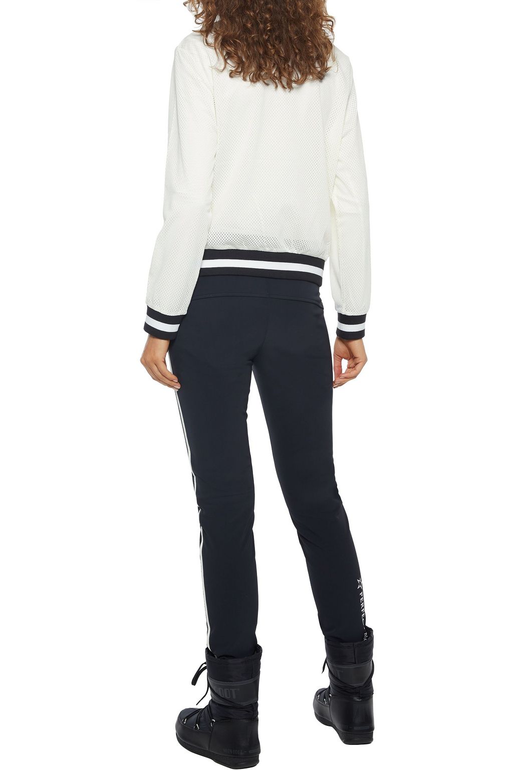 PERFECT MOMENT Rainbow embroidered mesh bomber jacket