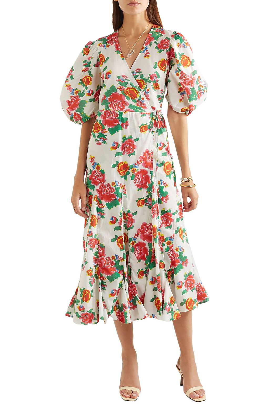 RHODE Fiona floral-print cotton-poplin midi wrap dress