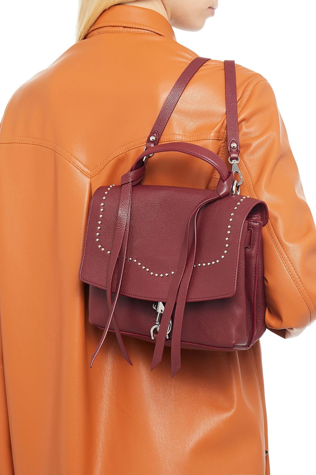 REBECCA MINKOFF Stella convertible studded pebbled-leather backpack