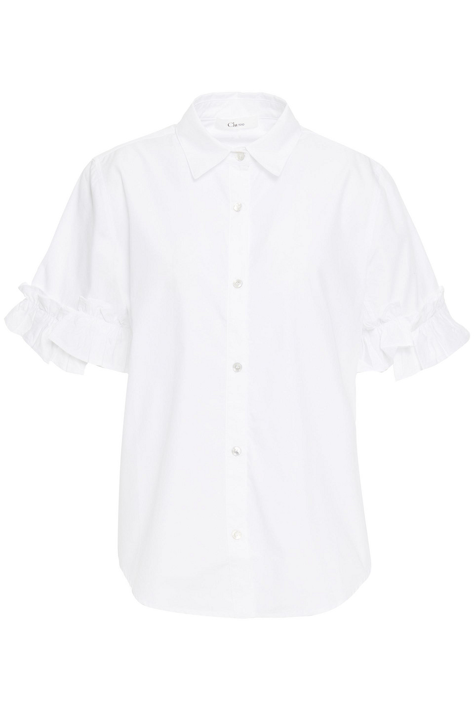 Clu Woman Ruffle-trimmed Cotton-poplin Shirt White Size S