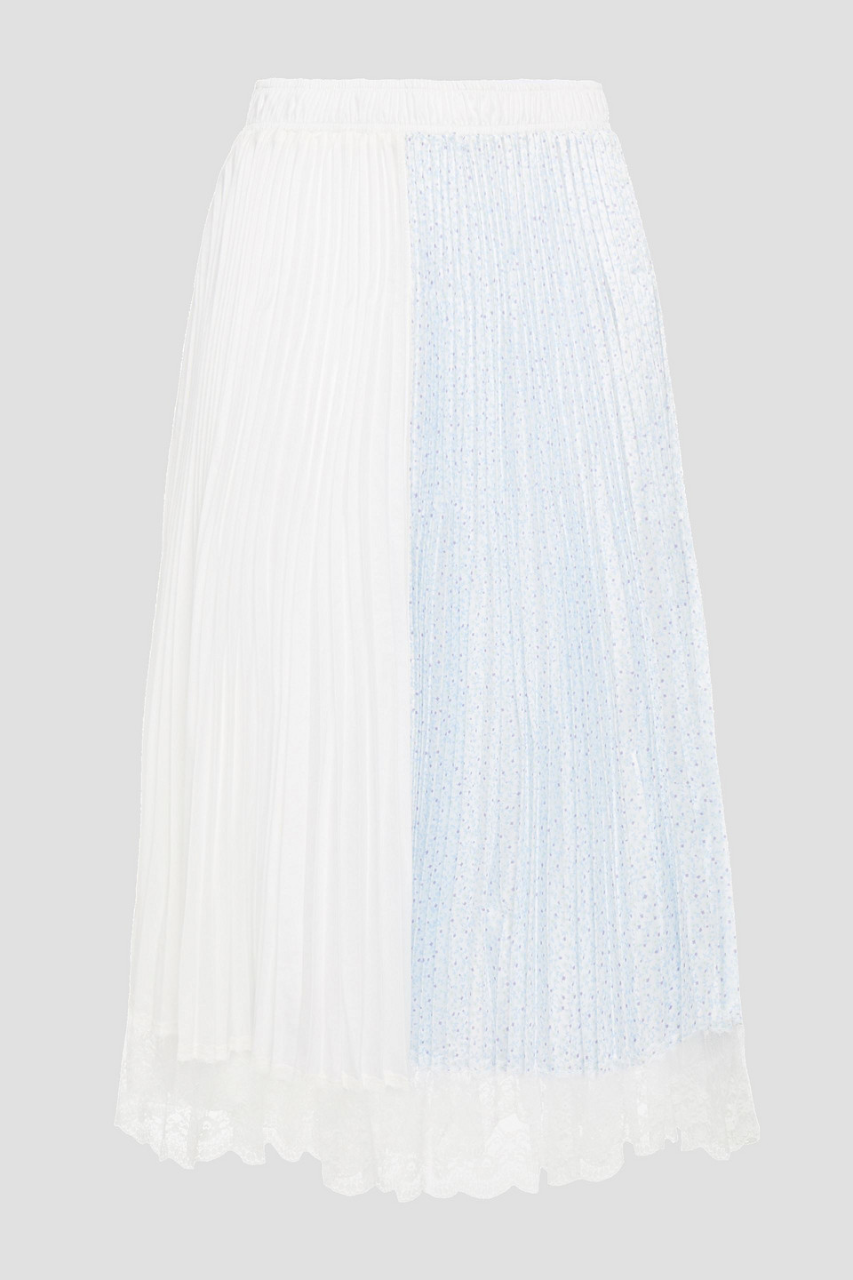 Clu Woman Lace-trimmed Floral-print Twill And Poplin Midi Skirt White Size XS