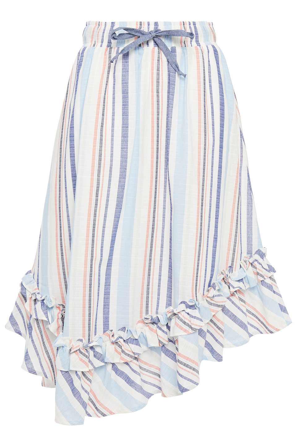 Clu Woman Asymmetric Striped Cotton Skirt Ecru Size XS