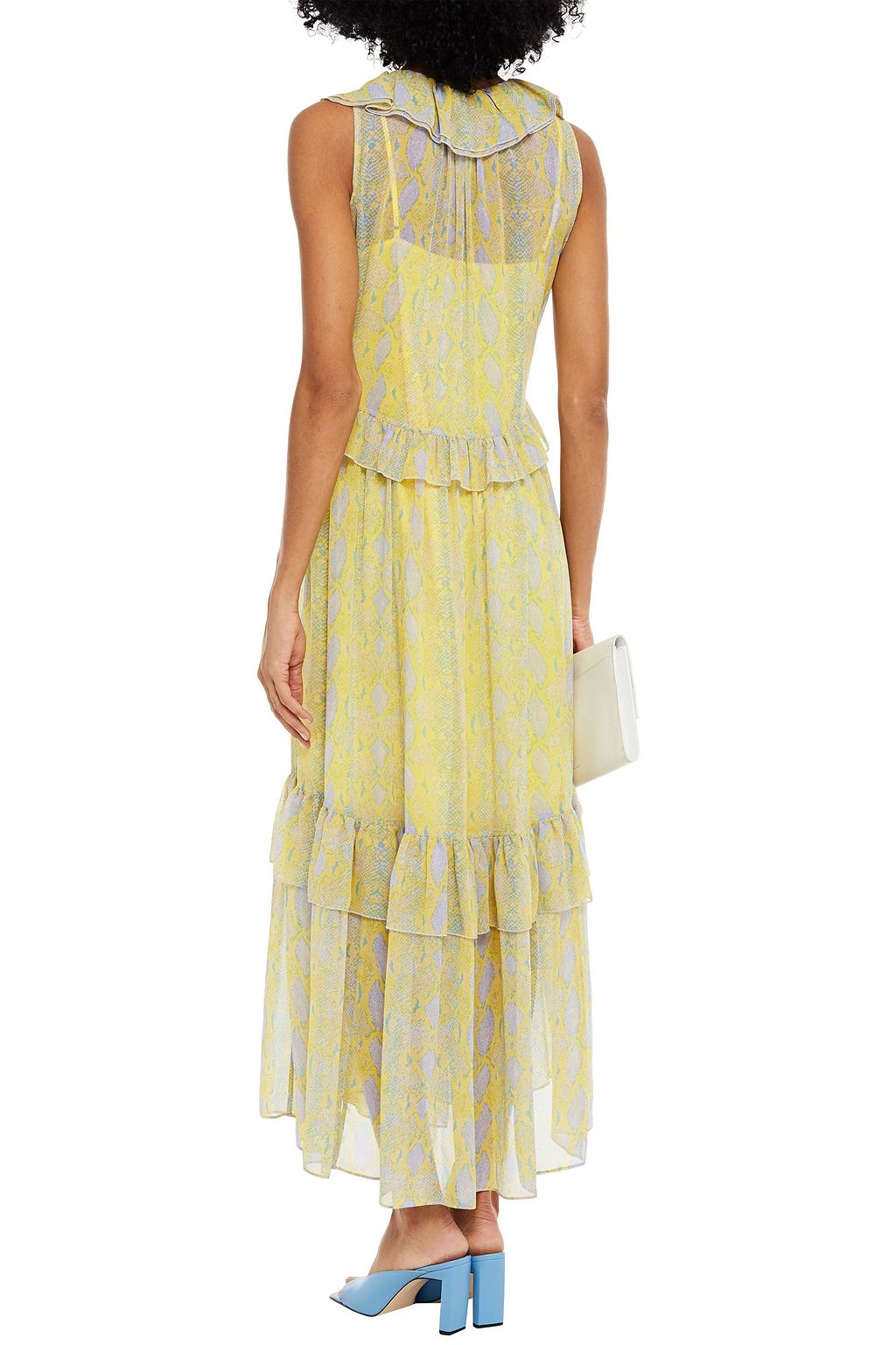 DIANE VON FURSTENBERG Ruffled snake-print chiffon maxi dress