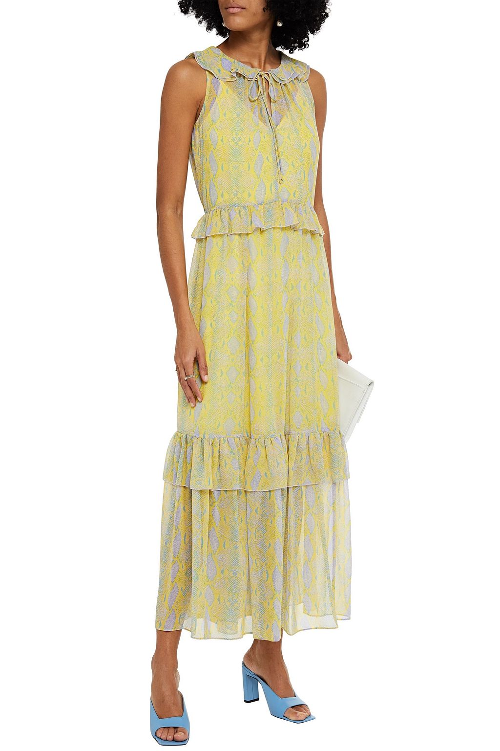 DIANE VON FURSTENBERG Ruffled snake-print chiffon maxi dress