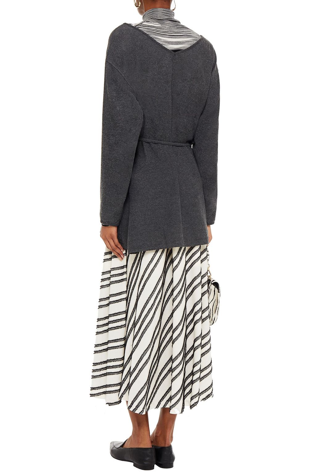 AMERICAN VINTAGE Belted mélange cotton-blend twill top