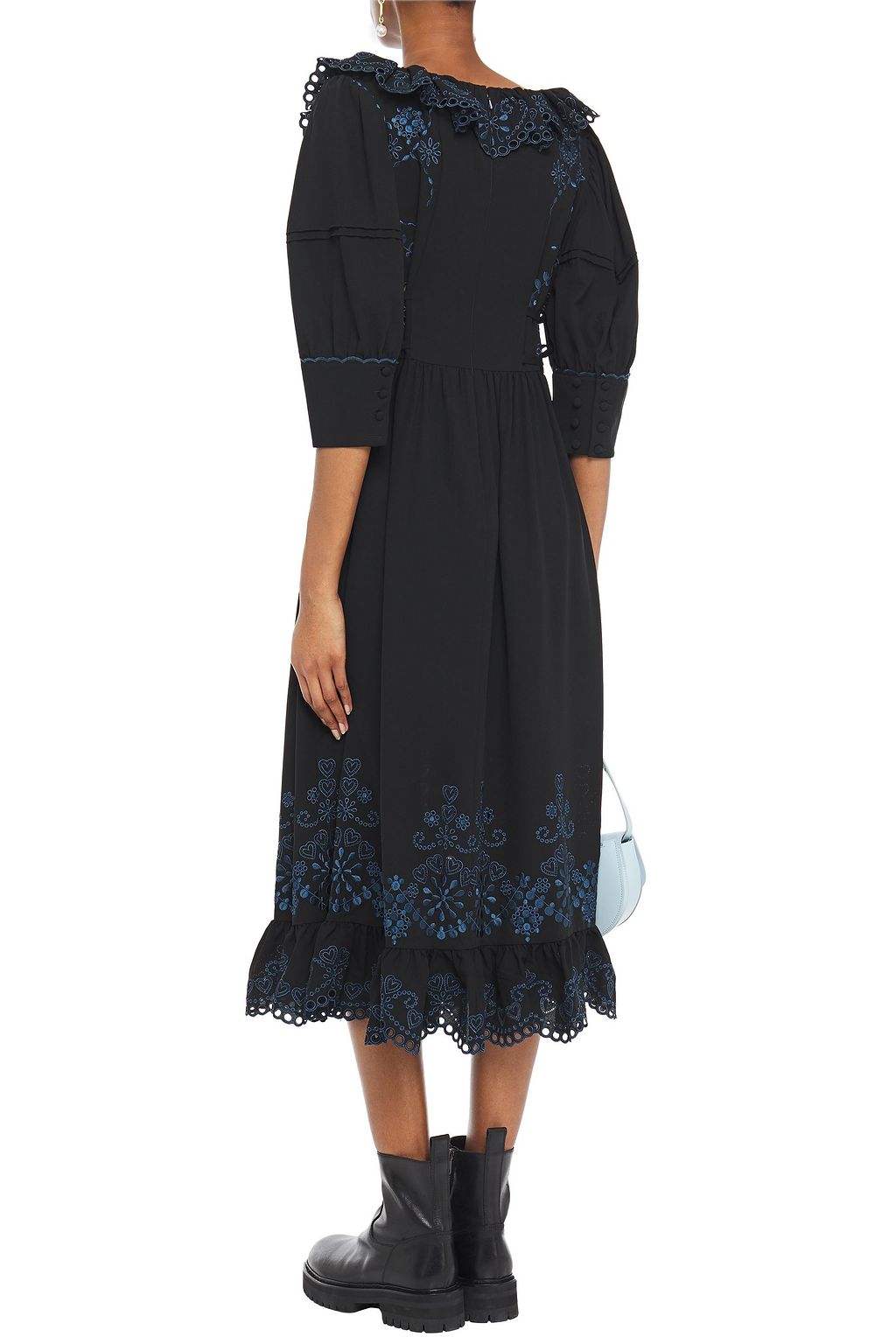 ALEXACHUNG Josie ruffled broderie anglaise crepe midi dress