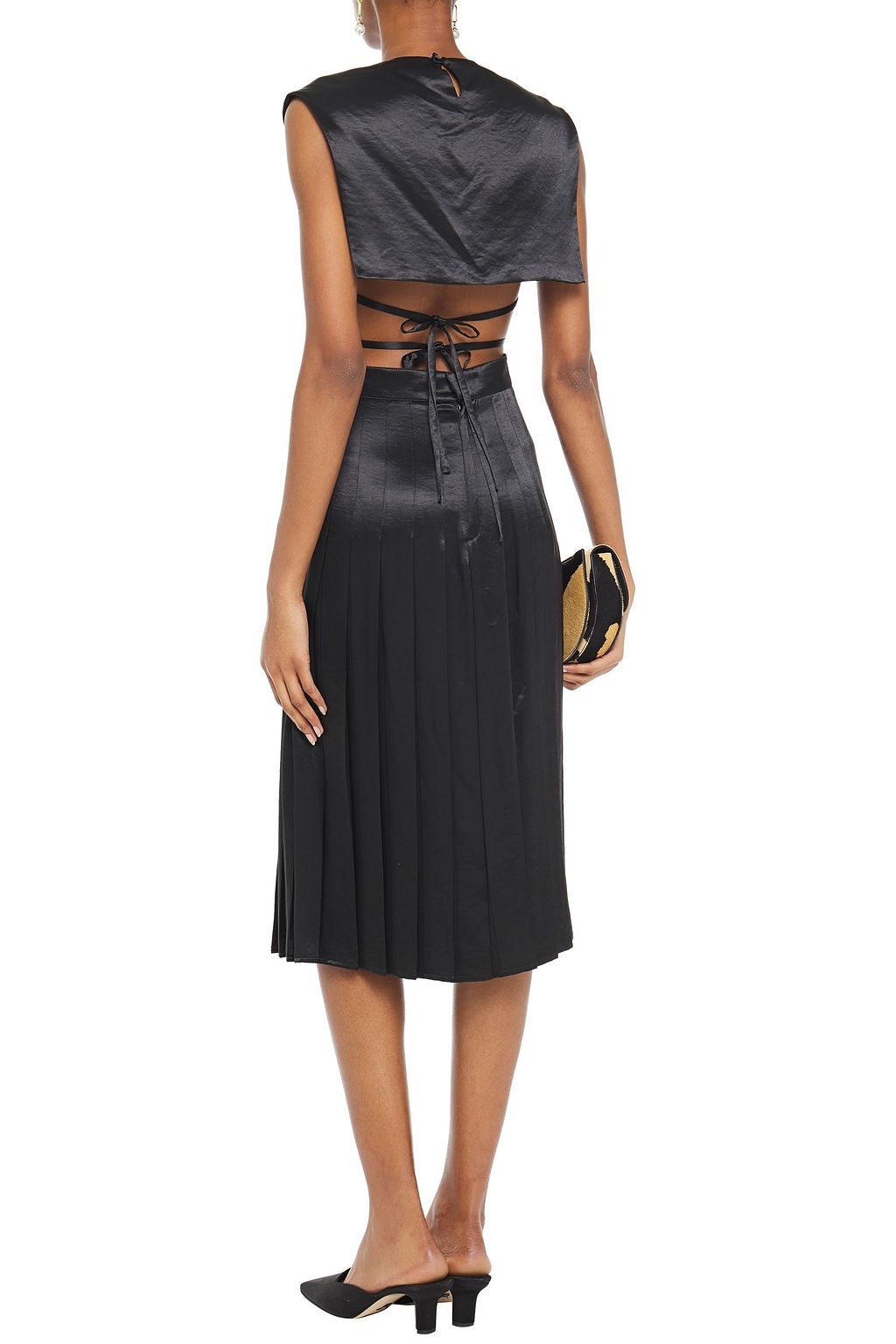 ALEXACHUNG Open-back pleated satin dress