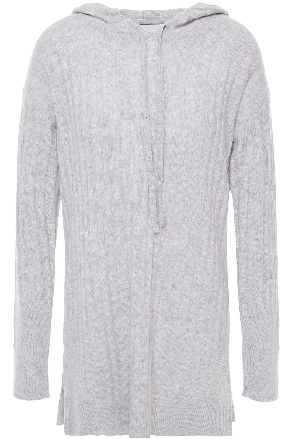 3.1 Phillip Lim Woman Ribbed Cashmere Hooded Sweater Light Gray Size M