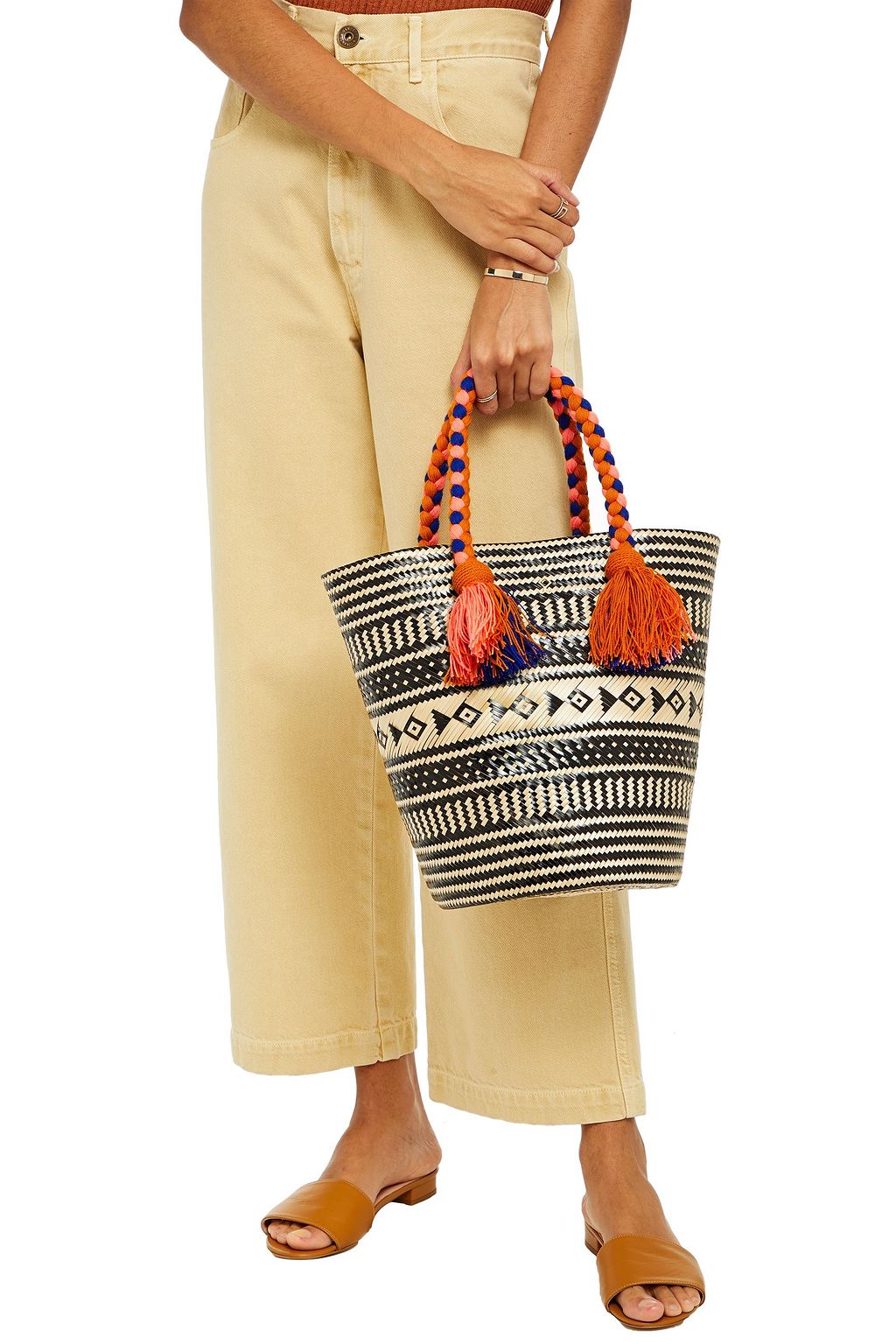 YOSUZI Clara tasseled woven straw tote