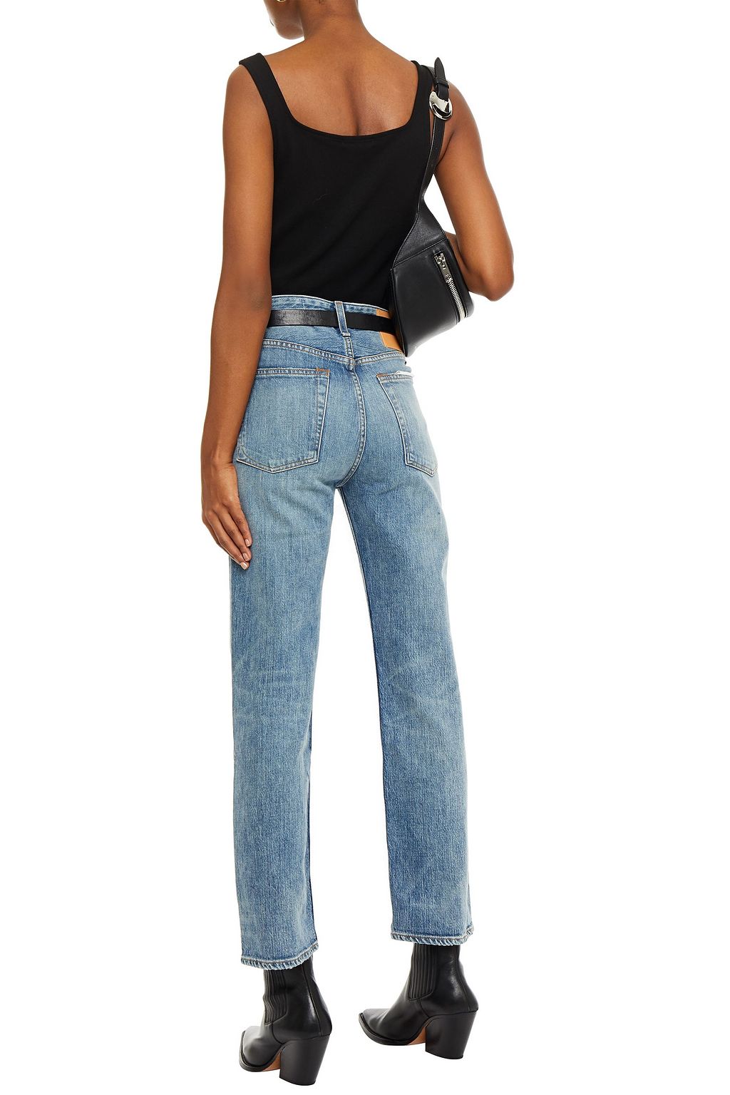 RAG & BONE Distressed faded high-rise straight-leg jeans