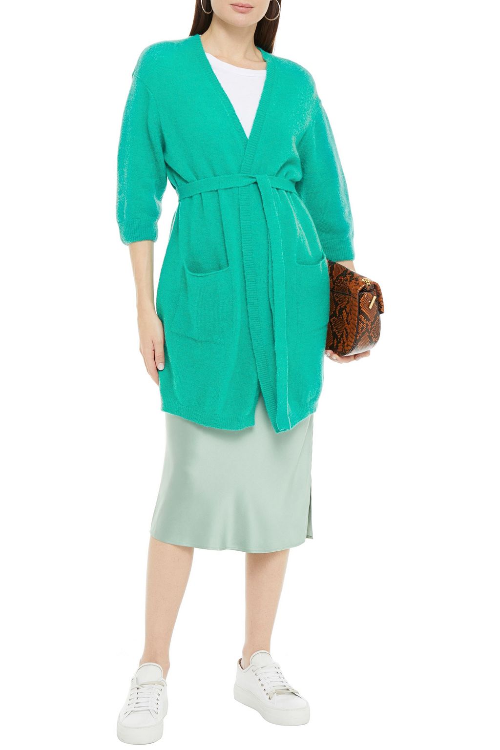 AMERICAN VINTAGE Vikiville belted brushed knitted cardigan