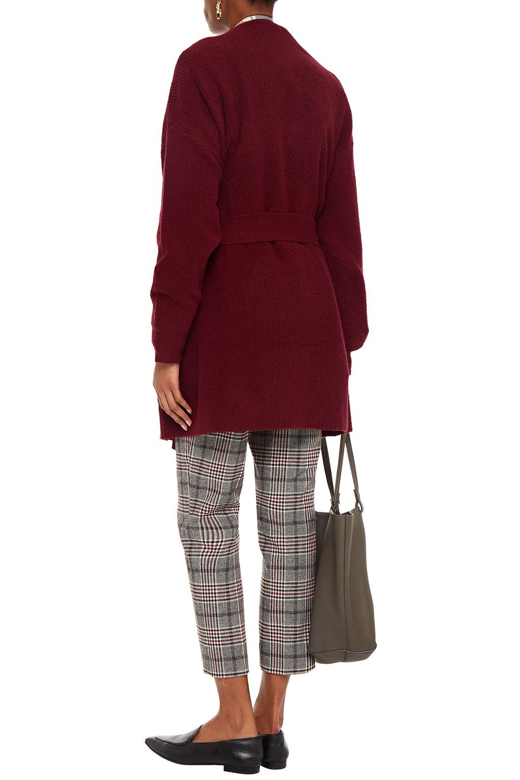 AMERICAN VINTAGE Belted brushed ribbed-knit cardigan