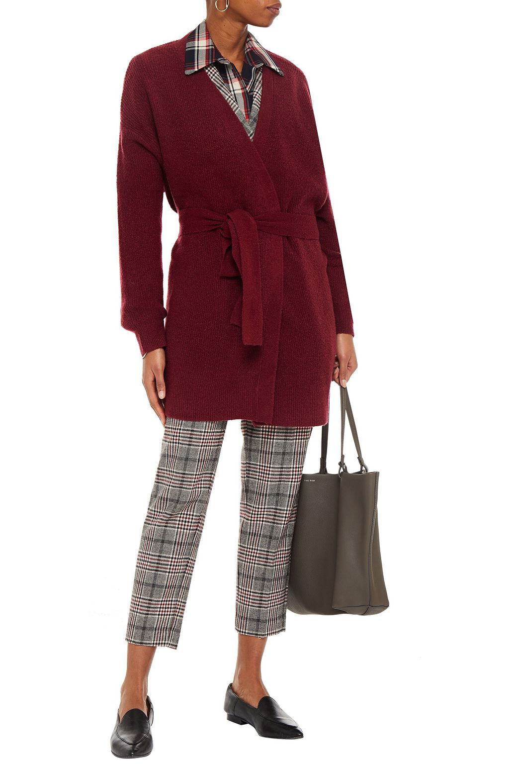 AMERICAN VINTAGE Belted brushed ribbed-knit cardigan