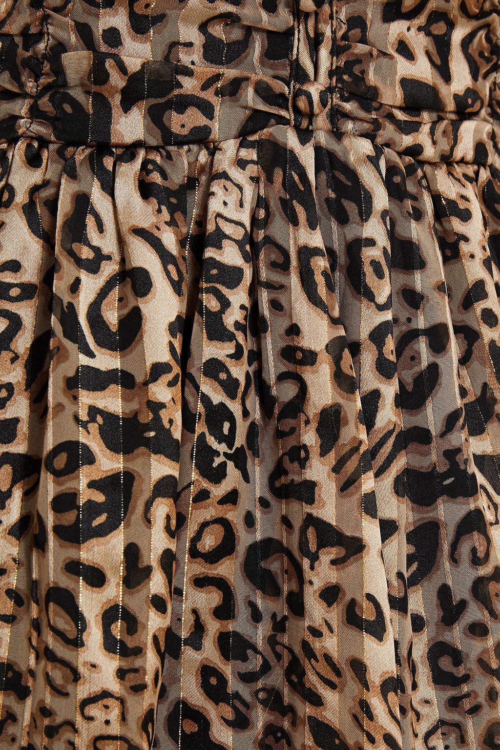 WALTER BAKER Asymmetric gathered leopard-print chiffon dress