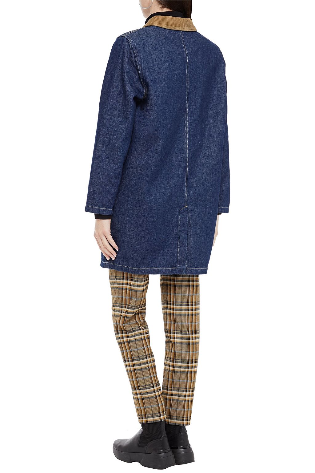 AMERICAN VINTAGE Ozistate corduroy-trimmed denim coat
